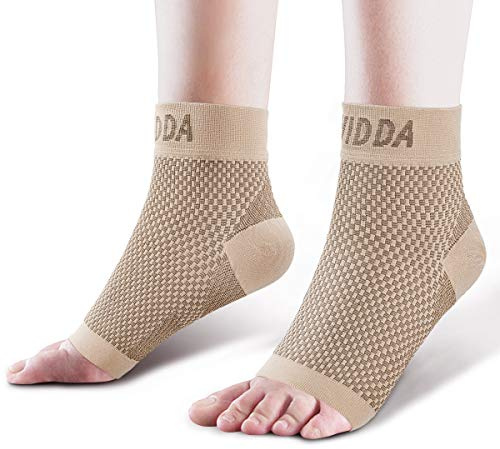 AVIDDA Ankle Support Brace for Men and Women, Compression Sleeve Socks for Plantar Fasciitis, Sprained Ankle, Ligament Damage, Achilles Tendonitis, Sports, Running - Beige M(2 pieces)
