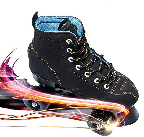 DFWYG Patines de Ruedas para Adultos, Patines de 4 Ruedas con Rueda de PU, Patines Paralelos Suaves y Transpirables para Hombre y Mujer Principiantes, Unisex, Adulto (Negro),EU42/ UK8