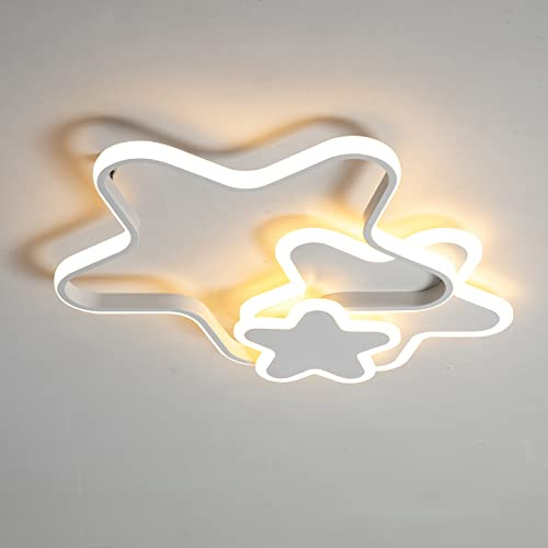 Schindora - Lámpara de techo LED, 50 cm, 30 W, regulable con mando a distancia, luces de techo de elementos naturales de estrella infantil adecuadas para la habitación de los niños y el salón