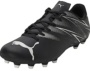 PUMA Men Attacanto Fg/Ag Zapatos de fútbol, Puma Black Silver Mist, 42.5 EU