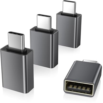 Elebase Adaptateur USB C vers USB 4Pack pour MacBook Pro Air,Convertisseur Type C Mâle vers USB A 3.0 Femelle,Thunderbolt 4 to Flash Drive Adapter pour iPad 10,iPhone 17 16 15,Surface Go,Samsung S25