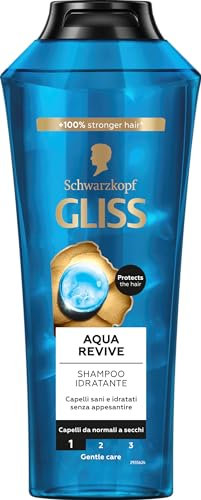 Schwarzkopf Gliss Aqua-Revive, feuchtigkeitsspendendes Shampoo für normales und trockenes Haar, mit Hyaluron-Komplex und Meeresalge, spendet Feuchtigkeit und reinigt das Haar, 400 ml