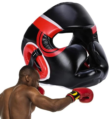 Kopfschutz für das Boxen, Verstellbarer, gepolsterter Kopfschutz für Erwachsene, Box-Schutzkopfbedeckung, professionelle Trainingskopfbedeckung aus Kunstleder für Ohren-, Wangen- und Gesichtsschutz