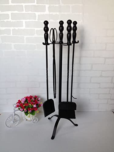 Attrezzo per caminetto Cast Black 5 Pezzi Set di Attrezzi per caminetto, Accessorio per focolare, Kit di Attrezzi per Canna fumaria da 30 Pollici per Stufa Domestica, Accessori per Decorazioni per
