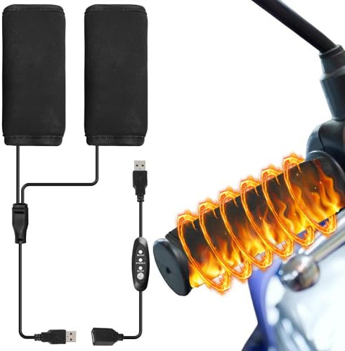 Motorrad Heizgriffe, 5V USB Abnehmbare Heizgriffe mit Temperaturschalter, 3 Modi 10.3x14CM Universal Handlebar Heizung, Beheizte Griffe Antirutsch für Motorrad Fahrrad Griffe mit Durchmesser 22-30 mm
