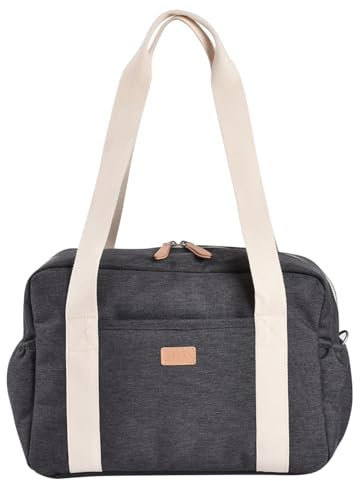BEABA, Sac A Langer Bebe, Ultra pratique, 10 Poches intérieures et extérieures, Attache Poussette intégré, Tapis à Langer amovible, Pochette Isotherme, 16L, Sac Paris, Gris Chiné