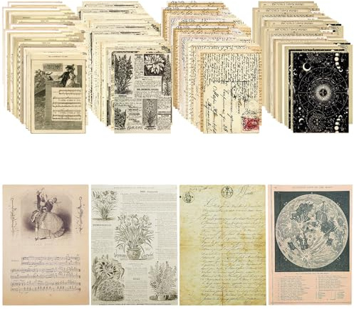 Milaosk 120 Hojas Papel Scrapbooking Vintage 14x20cm, Materiales Decorativos para Manualidades DIY, Álbum de Fotos, Diario y Journal