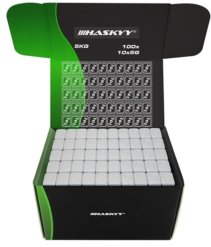 HASKYY 5kg Masses d'équilibrage Argent Poids Autocollants en Acier 100x Barre adhésive avec Rebord détachable 10x5g zinguées et plastifiées