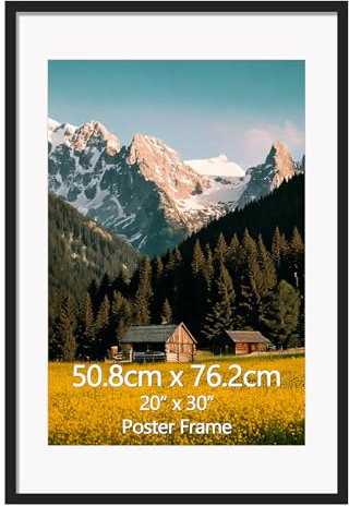 EYMPEU Marco de Fotos 50x75 de Aluminio Negro para Fotos de 40x60 cm con Paspartú o 50x75 cm sin Paspartú, Apto para Colgar en la Pared, Ideal para Decorar Dormitorios y Salones