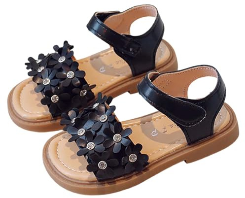Generisch Sandalias para niñas y niños, zapatos de verano, zapatos descalzos, sandalias de flores brillantes, sandalias de princesa, sandalias de playa, sandalias ligeras antideslizantes, tallas 22-37