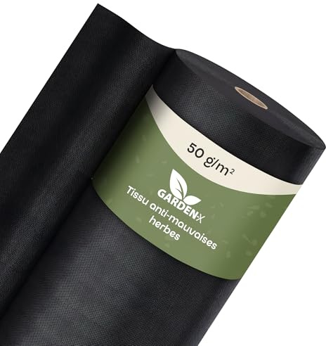 GARDENIX Markväv mot ogräs – ogräsfleece vattentät 50 g/m² – svart UV-resistent film 3,2 x 50 m (160 m²) fleece hög bädd, ogrässkyddsfilm, trädgårdskakel, rabattfolie växtfolie