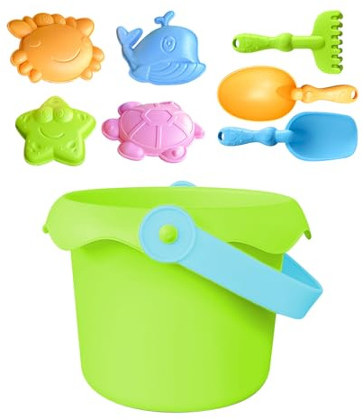 Kids Beach Toys zusammenklappbarer Eimer und Spatensets für Kleinkinder mit 3 Schaufeln, Sandeimer -Party im Sommerfaltbarbier Silikon | Sandspielzeug Set | Kids Beach Toys Set | Warmwetter -Lieferung