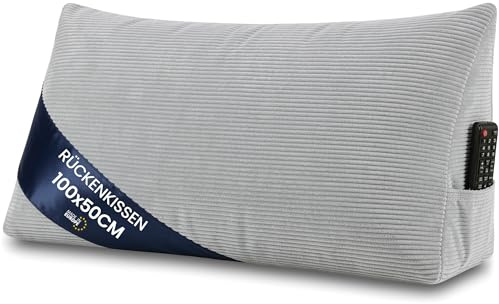 Kilkudde Ryggkudde Triangulär Manchester 100 cm bred - Läskudde Säng Soffa Stor Väggkudde Ryggstöd A Grå