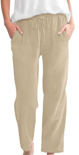 Pantaloni da donna in velluto a coste con coulisse elastica in vita gamba dritta pantaloni corti elasticizzati casual vestibilità ampia pantaloni da lavoro autunno inverno caldi pantaloni vintage