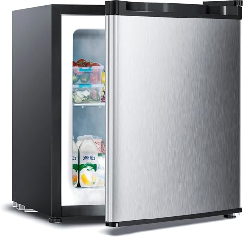 Electactic 1.1 Cu.ft Upright Freezer, Small Mini Freezer with Adjustable Thermostat, Removable Shelves, Reversible Single Door, for Bedroom/Home/Dorms/Apartment, Silver
