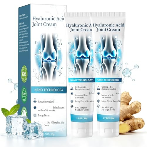 Hyaluronsyra Joint Cream, 2 st hyaluronic Acid Joint Cream mot obehag, gurkmeja ledkräm ledvård kräm för rygg nacke knän, djup närhet lugnande, hyaluronsyra gemensam vård kräm