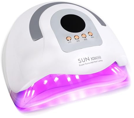 Dreamhigh Lámpara UV para uñas de gel, lámpara UV LED de 380 W con sensor automático, uñas para manicura y pedicura, lámpara UV con 4 temporizadores, secador de uñas profesional para todos los