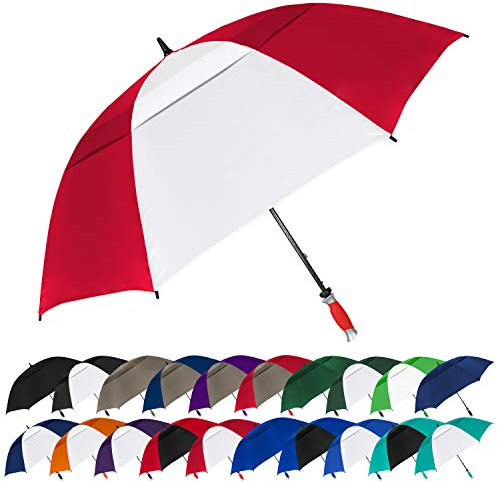 STROMBERGBRAND UMBRELLAS Winddichter wasserdichter Golfschirm von PGA, professionelle Qualität, ultimativer tragbarer Golfer-Golfschirm für Damen und Herren, Rot/Weiß, Einheitsgröße, Typhoon Tamer