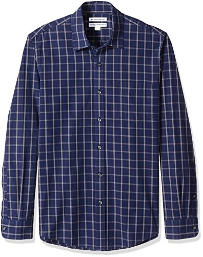 Amazon Essentials Uomo Camicia Casual in Popeline a Maniche Lunghe vestibilità Regular