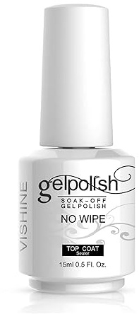 Vishine No Wipe Top Coat Gel Nail Polish Soak Off UV LED Gel Nail Varnish Long lasting Manicure Foundation Sealer 15ml (No Cleanse)