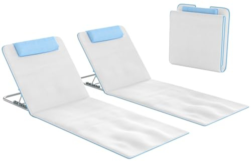 Outsunny Conjunto 2 Esterillas Playa Plegables 134x48x33-43cm Beige
