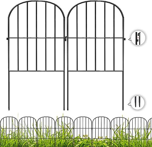 Getlay Recinzione decorativa da giardino, confezione da 24 pezzi, nero, 61 m (lunghezza) x 61 cm (altezza) recinzione per animali per cani di piccola taglia, recinzione da giardino, recinzione ad arco