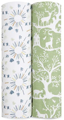 aden + anais™ Essentials Cotton Muslin 2 Pack Swaddle Blanket Elephant Circus (Harmony)