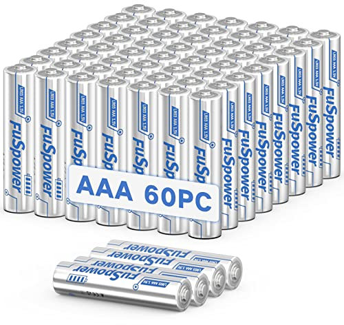 Fuspower Alkaline AAA Batteries 1.5V: Triple A Batteries 60 Pack - Ultra Long Lasting Power for Remote Control Mice Keyboard - 10 Years Shelf Life for Long-Term Storage