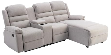 Vente-unique - Divano relax in Tessuto Beige - Angolo a destra - MACEDONIA