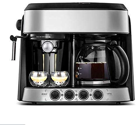 TEmkin Macchina per caffè espresso con macinacaffè con sensore, doppio sistema di riscaldamento, pompa combinata, macchina per caffè espresso con filtro e bacchetta per schiumare (rosso) (argento)