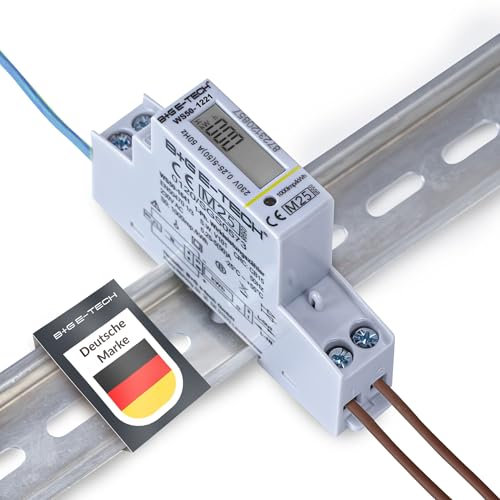 B+G E-Tech AC Meter [WS50] Digital 1 Phase Electricity Meter for DIN Rail 1TE with LCD and S0 to 50 A Direct Measurement at 230 V, Setup and Two-Direction Meter (WS50-1221 (MID 2023))