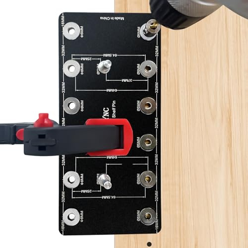 ENGYNC Regalstiftvorrichtung für 5 mm 6 mm Regalstifte Bohrschablone für Regalstifte mit System Standard 32 mm Abstand Regalstiftlöcher für Schränke für Holzbearbeitung DIY Werkzeug