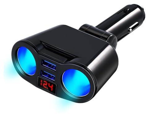 Chargeur Allume Cigare 2 USB 1PD, Adaptateur Répartiteur 12V/24V, Prise USB Allume Cigare pour GPS/Dash Cam/Téléphone/Caméra