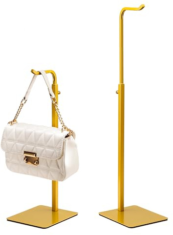 Josmimic 2 Pack Soporte para Bolso de Mano y Mostrador para Bolsos: Estante Dorado para Colgar Bolsos, Monederos y Coronas, Soporte con Gancho Ajustable para Mesa, Armario y Uso Minorista para