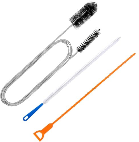 Kit de 3 Piezas Desatascador de Tuberías Profesional: Cepillo de Limpieza para Desagüe, Desatascador para Fregadero, Herramienta Flexible para Eliminar Cabellos y Residuos en Cocinas y Baños