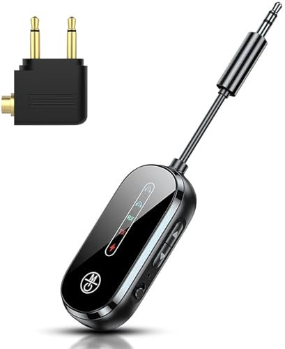 Aolawco 2 in 1 Bluetooth Sender Klinke Bluetoot Adapter, Bluetooth 5.4 Transmitter Empfänger mit APTX-ll, 3.5mm Bluetoot Sender Splitter für 2 Kopfhörer wie Airpods, Flugzeug, TV-Gerät, Musikanlage