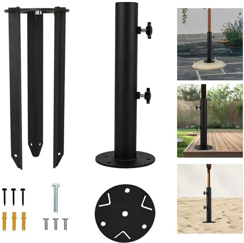 VANROUG Support de parasol multifonctionnel pour terrasse, base de parasol d'extérieur, tube de support de parapluie universel en granit, support de parapluie robuste pour terrasses, jardins, pelouse,