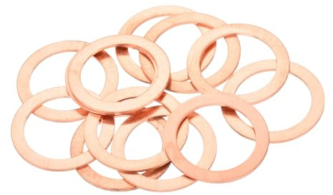 QUARKZMAN 12Pz Rondelle Rame, 22x30x1mm Rondelle di Tenuta Piatte Piana Metrica in Rame per Guarnizioni a Compressione per Raccordi Idraulici viti Bullone Dado Guarnizioni Idrauliche
