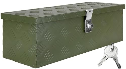 Trucky Deichselbox Grün Werkzeugkasten Truckbox Anhänger Kiste Abschließbar Alubox Transportbox Werkzeugbox Aluminium Aufbewahrungsbox, Ausführung:Modell 2 (58.5 x 23 x 19.5 cm / D025)