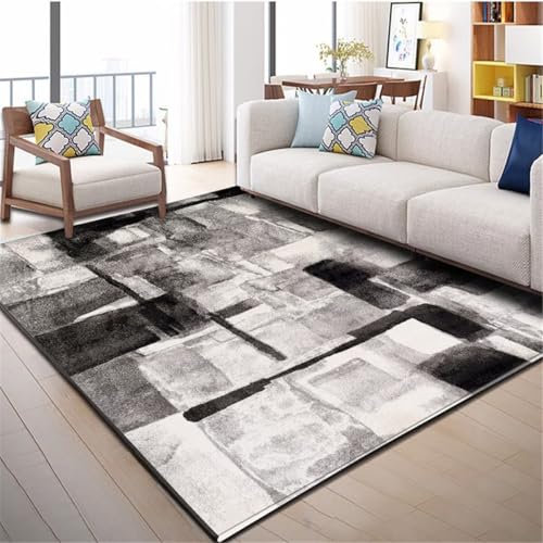 Kunsen alfombras Juegos Bebe La Serie de Pintura con Tinta Gris difusa se Puede Personalizar Antideslizante Alfombra Habiracion Gris Alfombra Cama Dormitorio 200X250CM