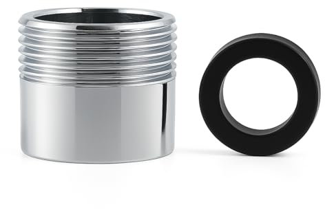 Conector de Manguera de Latón Cromado, Adaptador Universal de 1/2 Pulgada a 3/4 Pulgada, Ideal para Mangueras de Jardín, Lavadoras y Lavavajillas, Alta Resistencia a Corrosión y Óxido