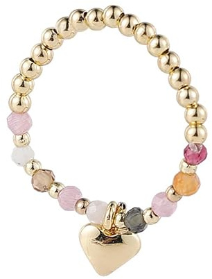 Crymystal Boho kristallpärlor stretch ring pärlor stapelbar ring ädelsten pärlor elastisk fingerring regnbågspärlor elastisk ring handgjord staplingsring smycken för kvinnor gåvor, Metall, Konstgjorda