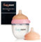 Happymami, Set biberon anti-colique personnalisé en silicone + tétine, design anatomique, avec tétine extra, sans BPA (Rose 150ml)