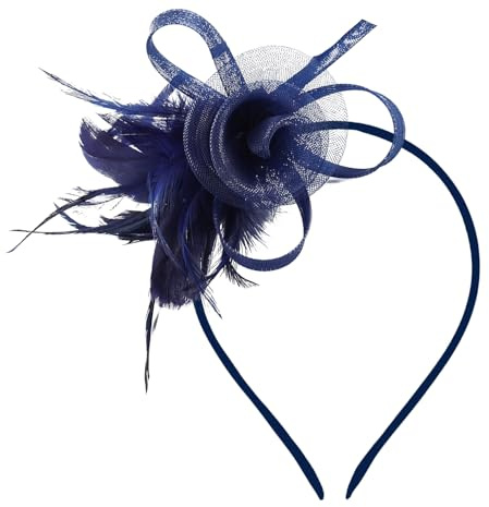 Navy Fascinators for Weddings, Elegant Retro Flower Fascinators for Women, Navy Blue Fascinators Hat Clip for Evening Partyl Tea Party Hair Accessories