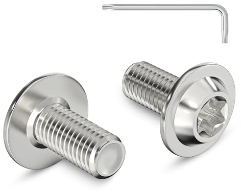 Zuyya 20 stycken M6 x 10 mm linshuvudskruvar med fläns, M6-skruvar | Torxdrift, rostfritt stål A2 V2A skruvar, torx-skruvar helgängade med torx-nyckel