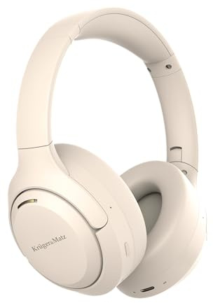 Krüger&Matz Auriculares inalámbricos sobre la Oreja con ANC F8A Micrófono Bluetooth 5.4 Incorporado Beige