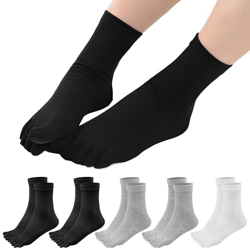 CUEMOON 5 Pares Calcetines para correr dedos para mujer, Talla 35-40, suave y transpirable Calcetines para Correr Transpirables