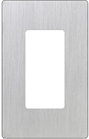 Lutron Claro Light Switch Cover Plate, 1 Gang Wallplate, for Decorator Light Switches, Rocker Light Switch Cover, Outlet Cover, Screwless Switch Plate Cover, Gloss, CW-1-SS, Stainless Steel