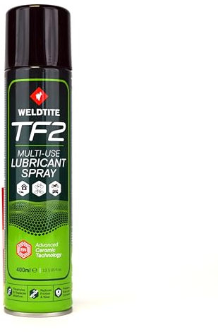WELDTITE TF2 Multi-Use Lubricant Spray - Versatile Lubrication for Bike Bearings, Cables, Derailleurs, Pedals, Bolts, & Drivetrains, 400 ml