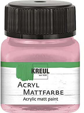 KREUL 75245 – Pintura acrílica Mate, Rosa Pastel en Cristal de 20 ml, Color cremoso y de Secado rápido a Base de Agua, Adecuado para Muchas Superficies Diferentes, 20